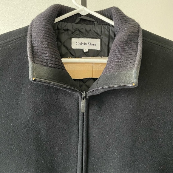 Calvin Klein Mens Large Wool Cashmere Blend Insulated Jacket Black Full Zip - Picture 3 of 6